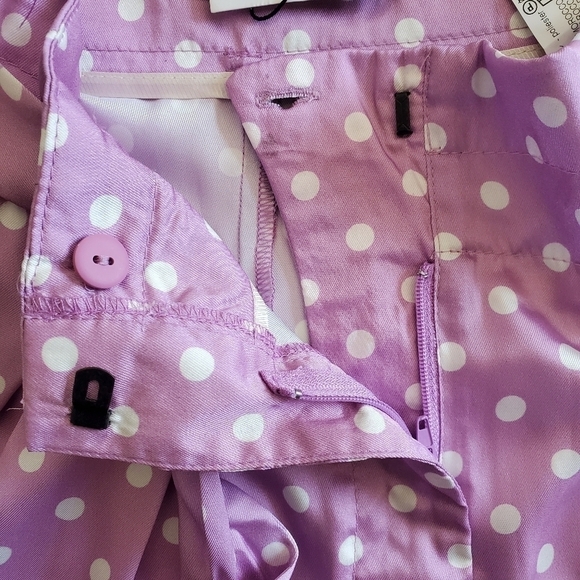 New Zara Polka Dot High Waist Flowy Satin Belted Paperbag Lilac Shorts NWT Small - Picture 11 of 13